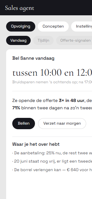 Het belmoment op een telefoon: bel Sanne vandaag tussen 10:00 en 12:00