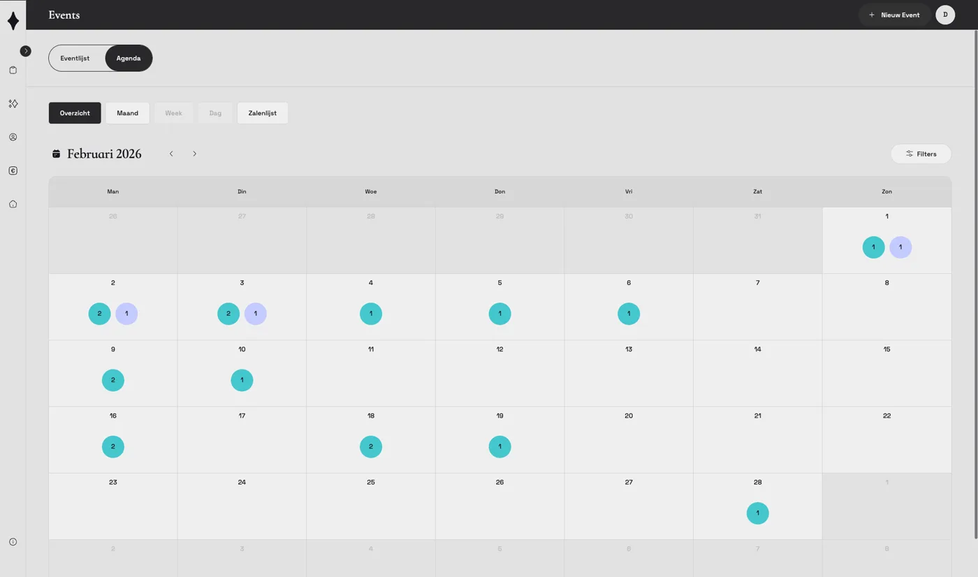 Maandagenda in de Constell Venue Manager