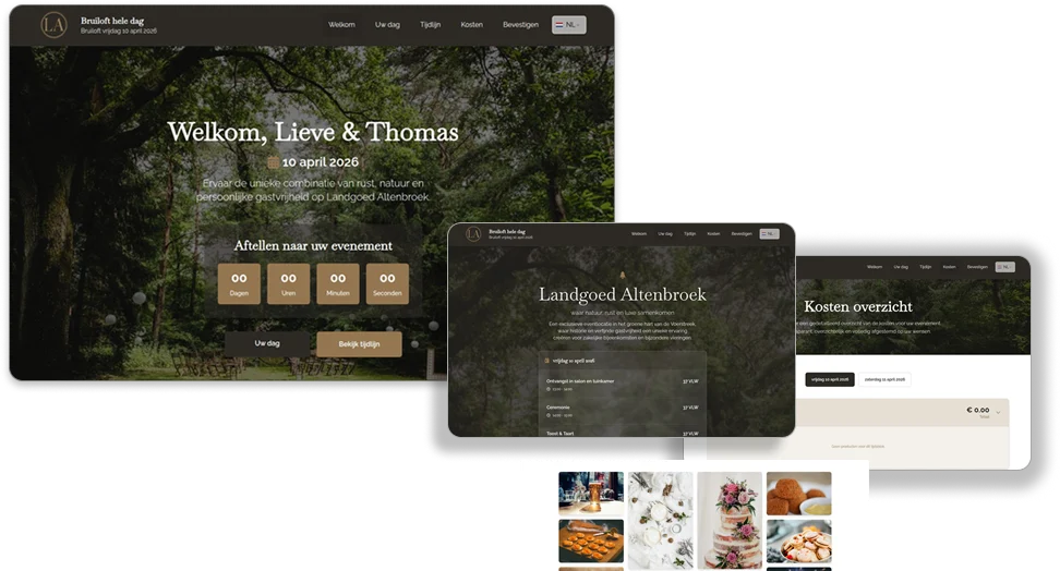 Een branded offerte zoals de gast hem opent: een pagina in de huisstijl van de locatie