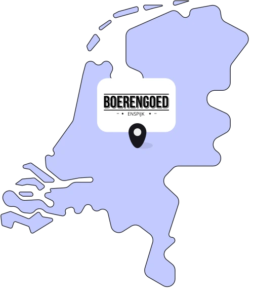 Kaartje van Nederland met Boerengoed in Enspijk