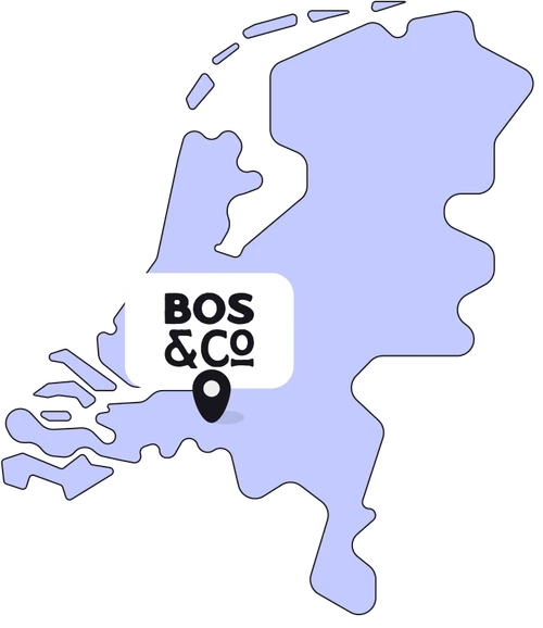 Kaartje van Nederland met BOS & Co in Oosterhout