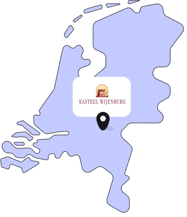 Kaartje van Nederland met Kasteel Wijenburg in Echteld