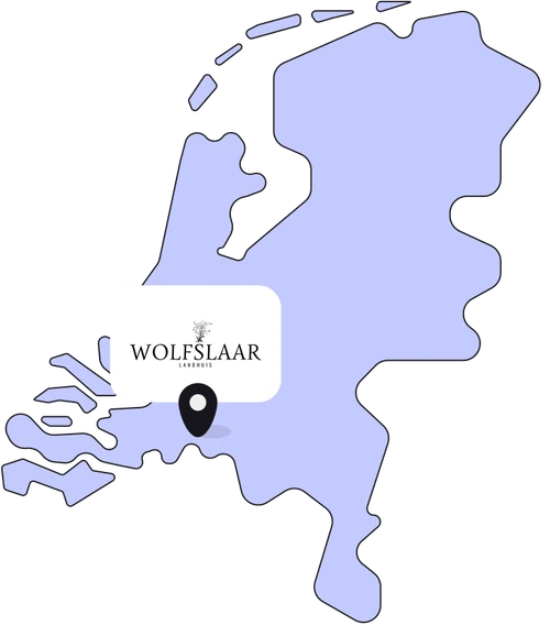 Kaartje van Nederland met Landgoed Wolfslaar in Breda