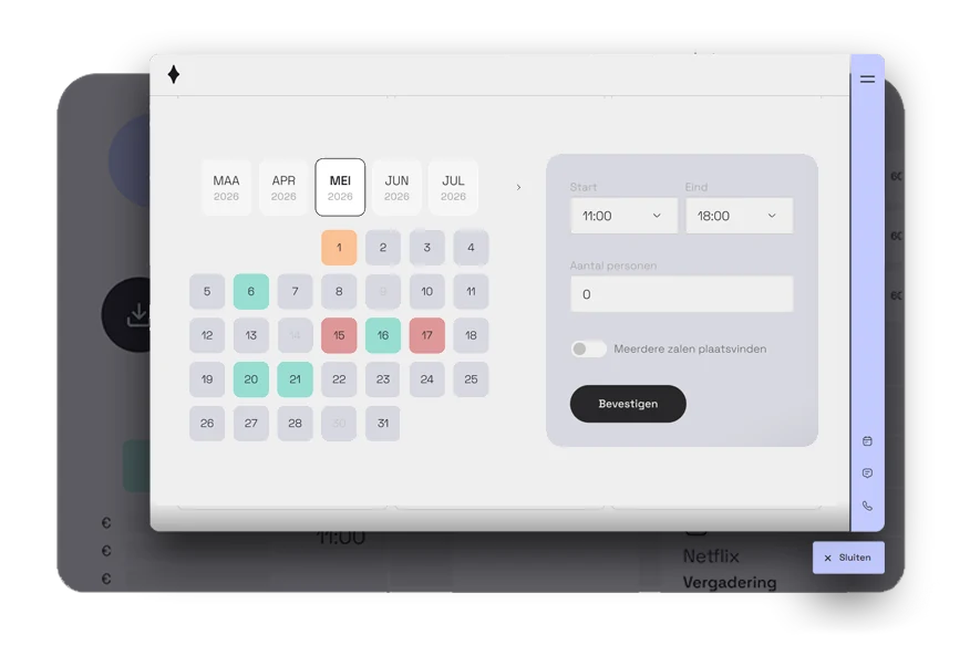 De beschikbaarheidskalender in de widget
