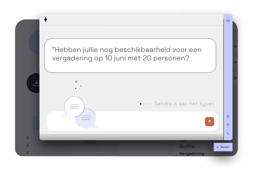 De AI chat agent in gesprek met een gast in de widget