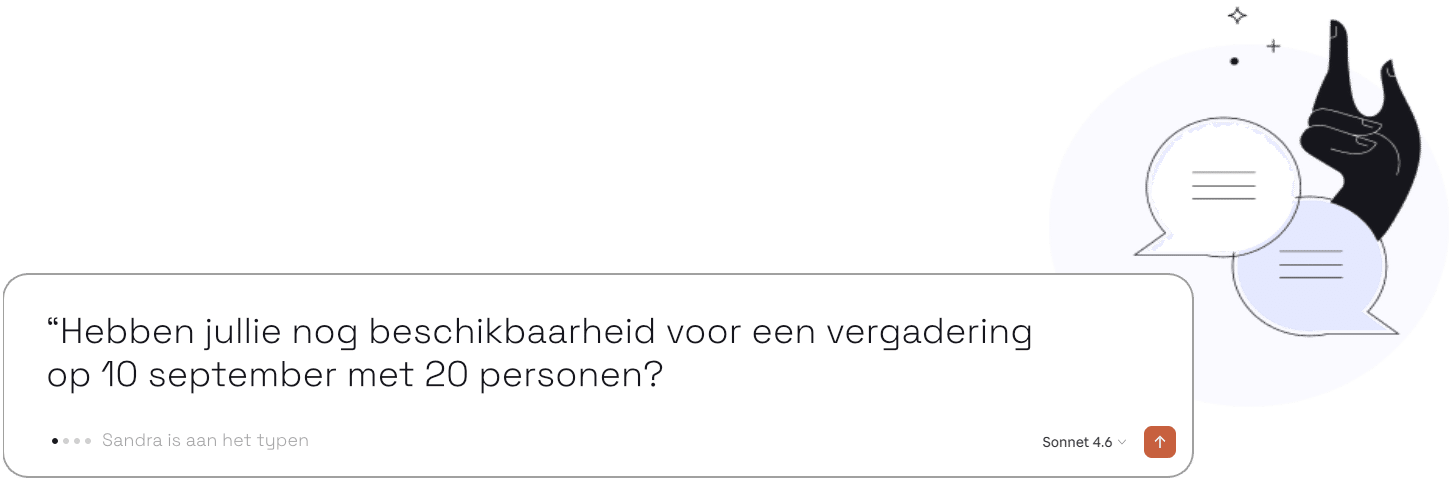 Agentic Widget – AI chat agent die gastvragen beantwoordt over beschikbaarheid en vergaderingen