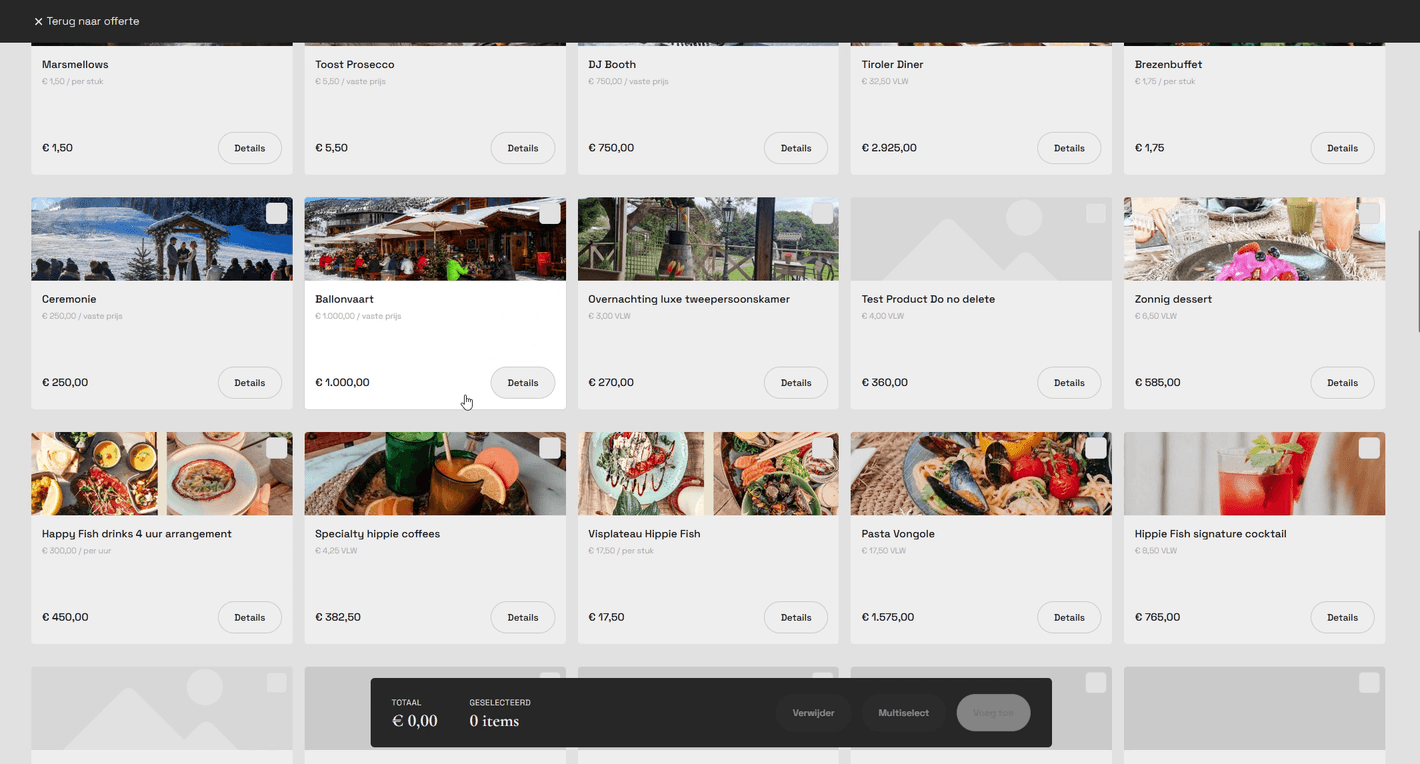 Productcatalogus in Constell met foto&rsquo;s en prijzen van alle losse producten