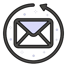 Illustratie van een envelop met een ronddraaiende pijl eromheen