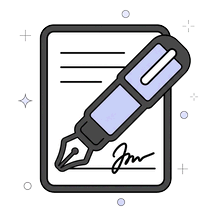 Illustratie van een offerte met een handtekening en een vulpen