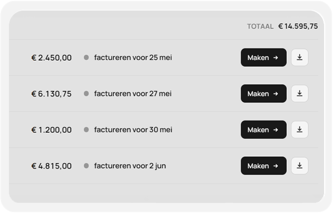 Constell betaalplan en beheer overzicht met automatische facturatie