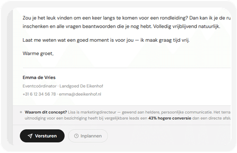 Persoonlijke e-mails - AI gegenereerde e-mail met persoonlijke toon