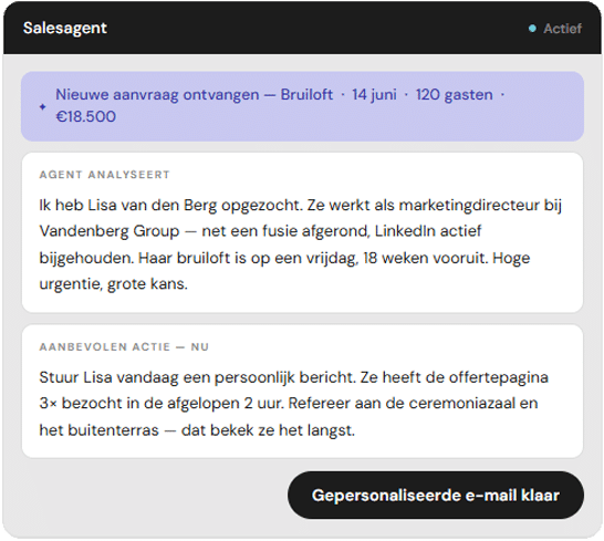 Salesagent UI - gepersonaliseerde e-mail en lead analyse
